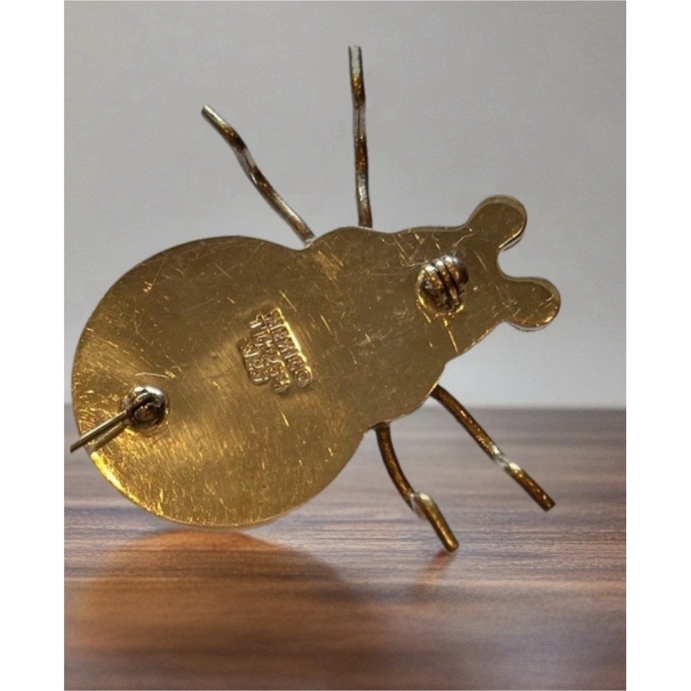 Large Modernist Sterling Silver Bug Ant Spider Insect Brooch Pin Mexico Tribal - Picture 2 of 2